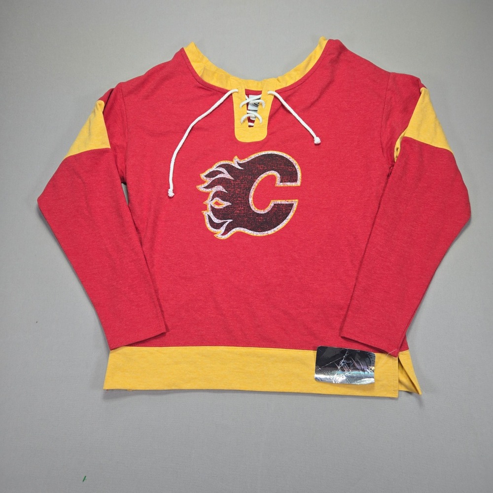 NHL Calgary Flames Hockey Jersey Style‎ Long Sleeve Top NHL Licensed Men's M